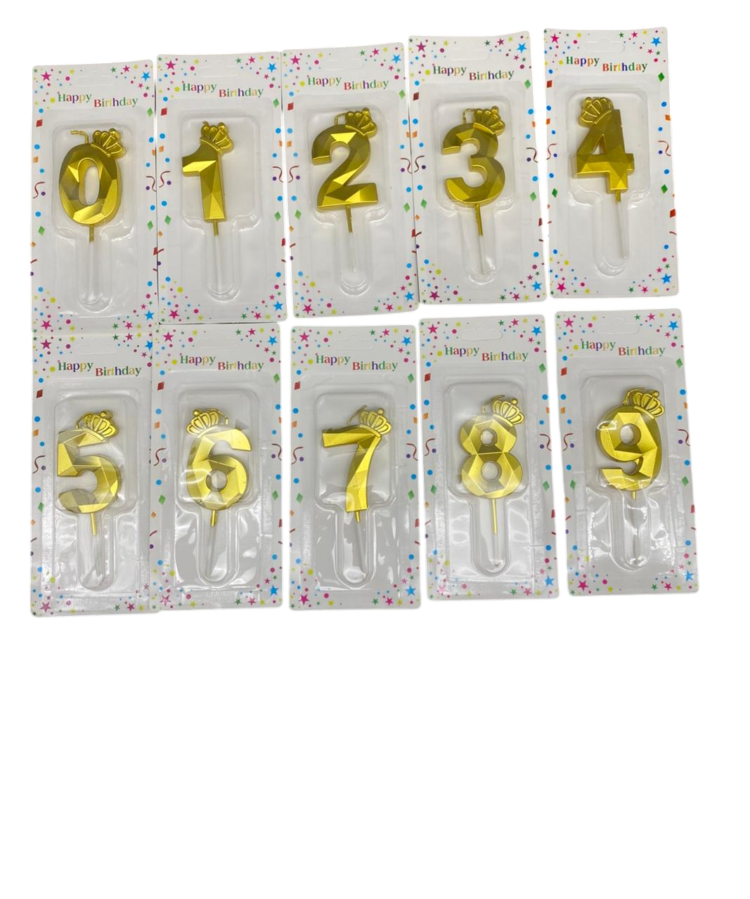 Golden Birthday Candle 0–9 – Number Cake Candle