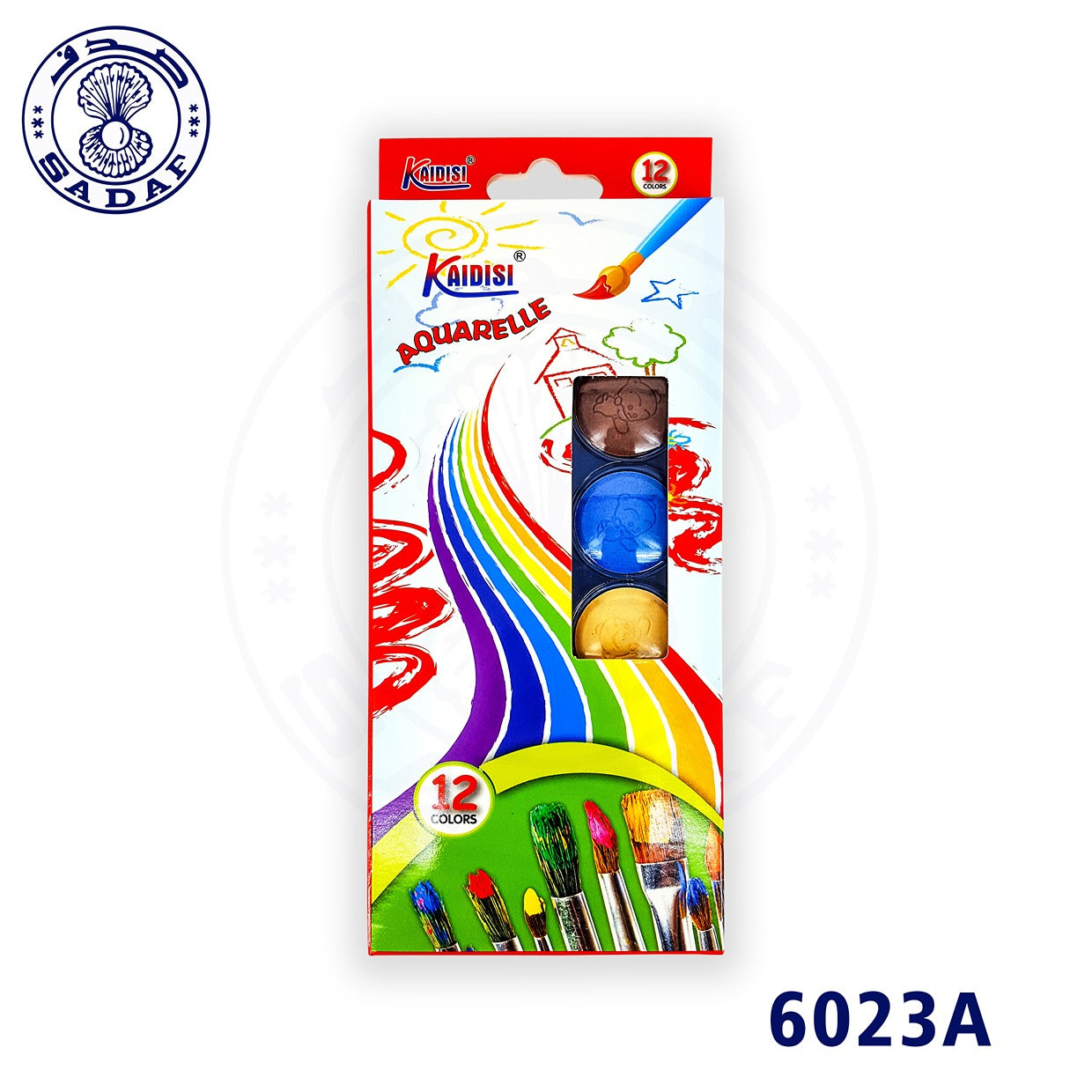 كعكة ألوان مائية 12 لونًا متوسطًا من كايديسي