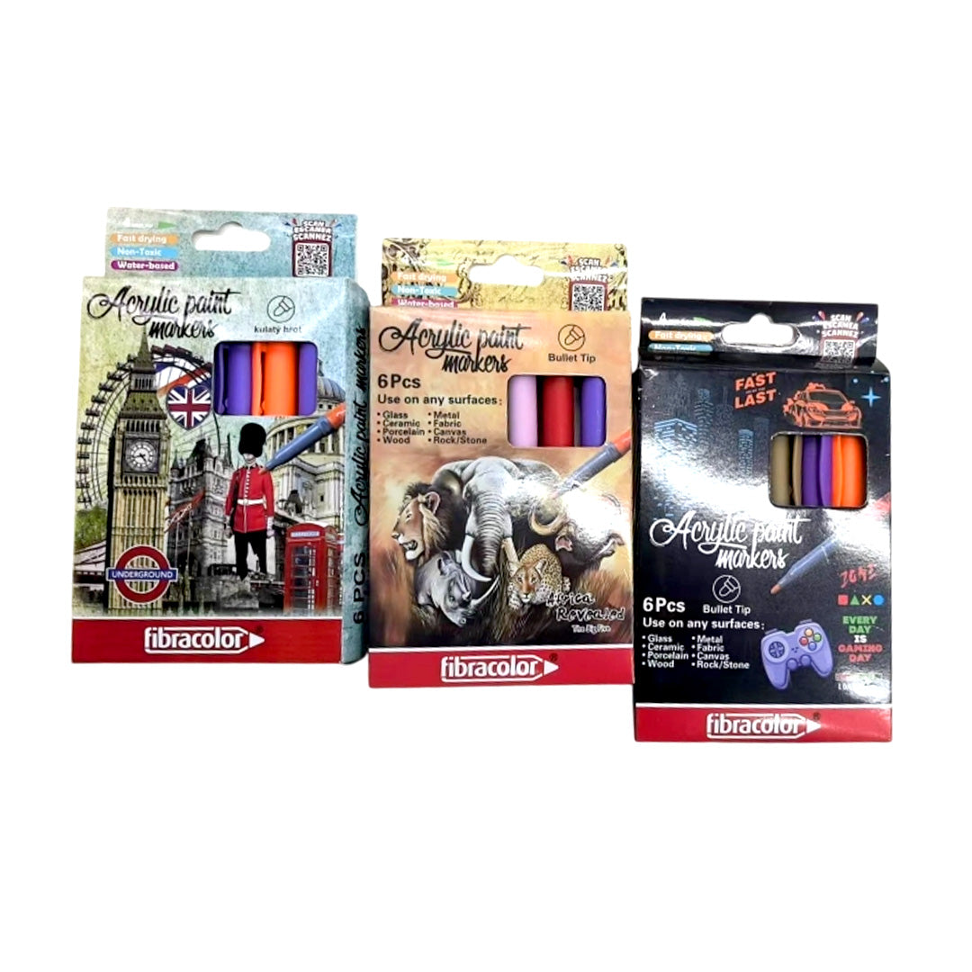 Opaque acrylic paint markers writing on dark and light surfaces