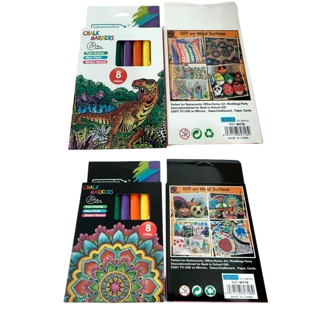 8-color chalk marker set for menu boards and glass writing