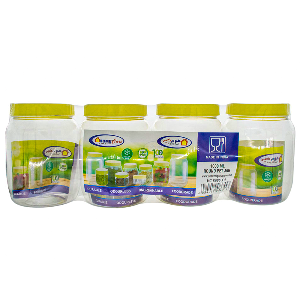 HOMECARE PET JAR ROUND 1000ML X 4PCS