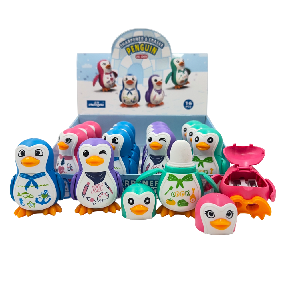 penguin-sharpener-with-eraser-16pc-box