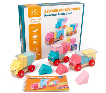 Preschool Intellectual Challenge Shape Cognition Assembling Truck Block Puzzle Game Educational Toy for Kids