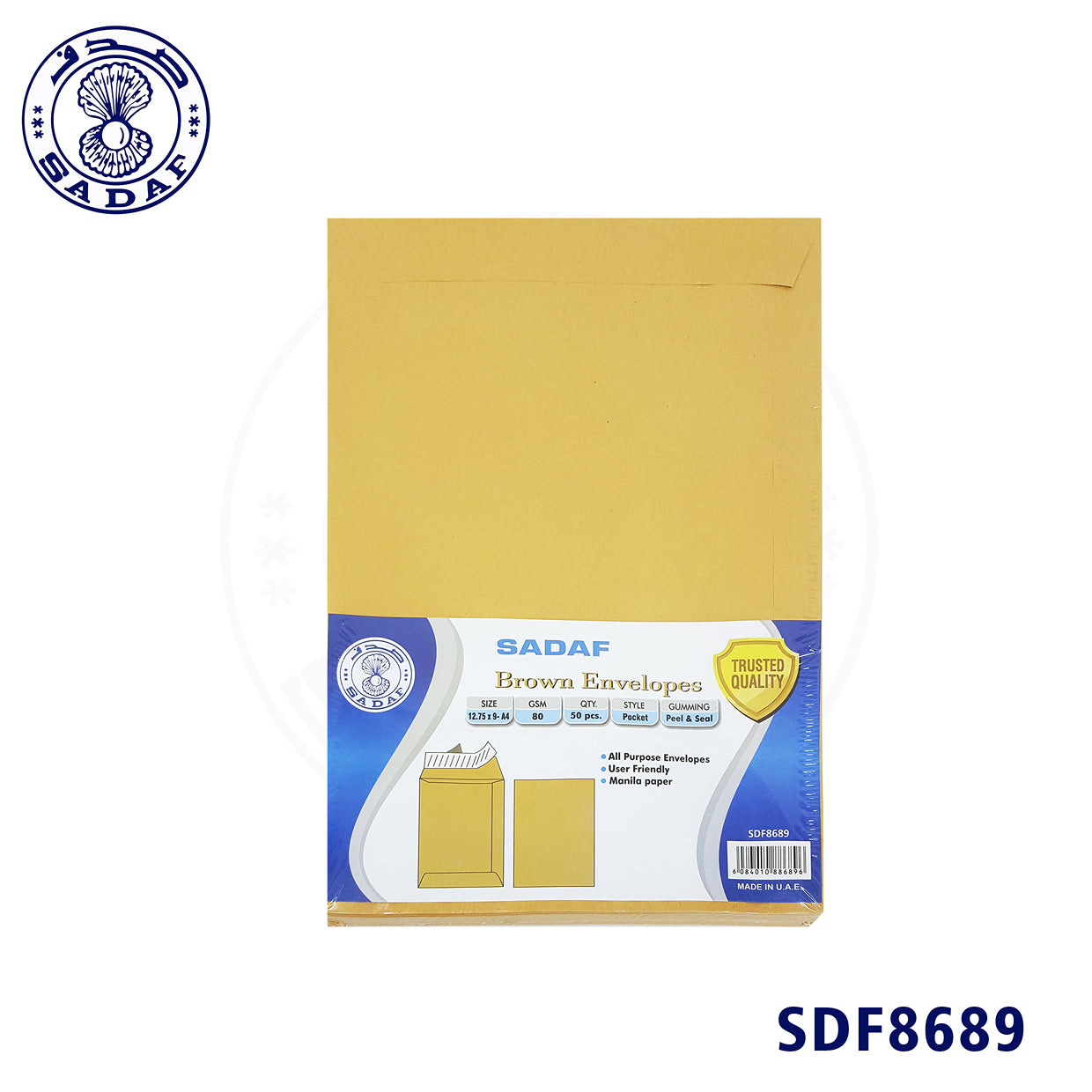 SADAF BROWN ENVELOPES 80GSM 9X12.75-A4 (1X50PKT)