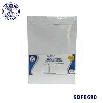 SADAF ENVELOPES 100GSM WHITE POCKET 9X12.75-A4 (1X50PKT)