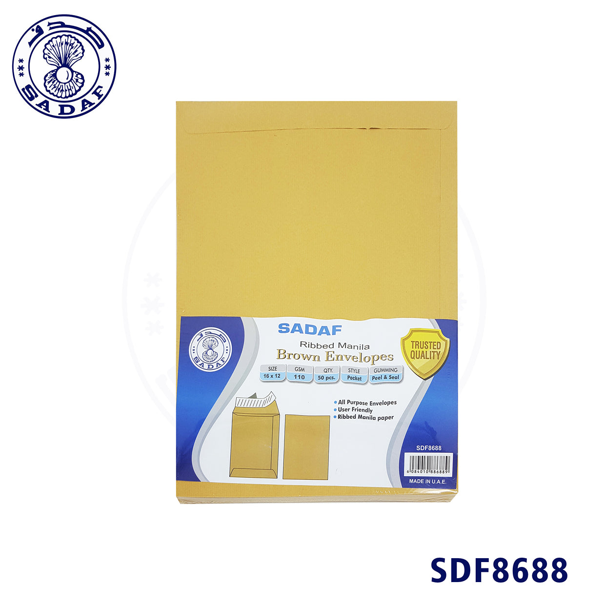 SADAF ENVELOPES 110GSM RIBBED MANILA 12X16 -A3 (1X50PKT)