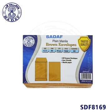 SADAF ENVELOPES 80GSM BROWN 4X3 (1X50PKT)