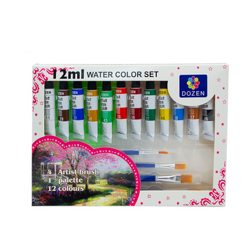 ألوان مائية مع فرشاة ولوحة