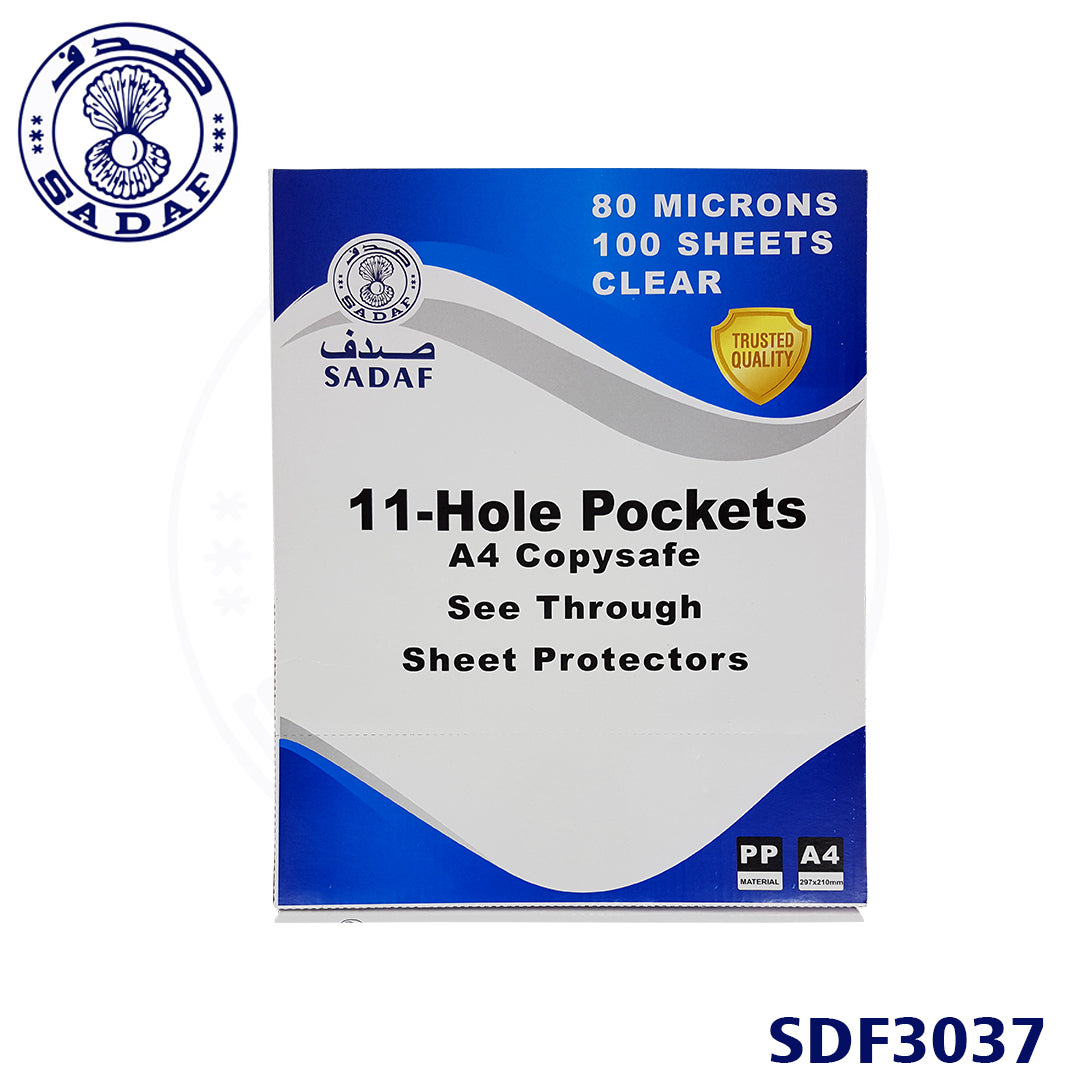 sadaf-punched-pocket-a4-80mic-100pcs-box-white-strip