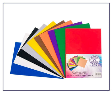 صدف - إسفنج إيفا عادي 20 × 30 × 2 - عبوة ألوان متنوعة، 10 قطع/العبوة