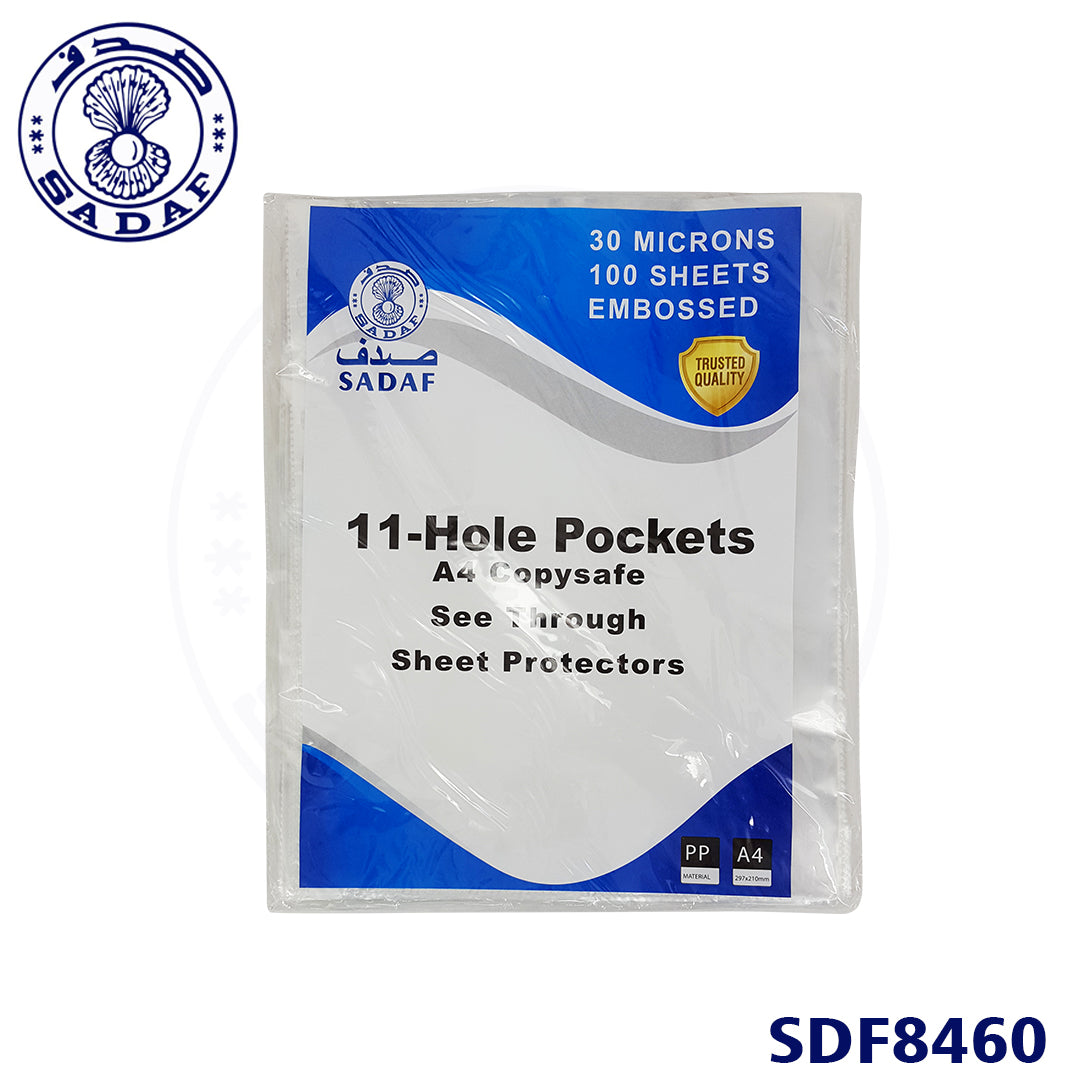 sadaf-punched-pocket-a4-30mic-100pcs-embossed