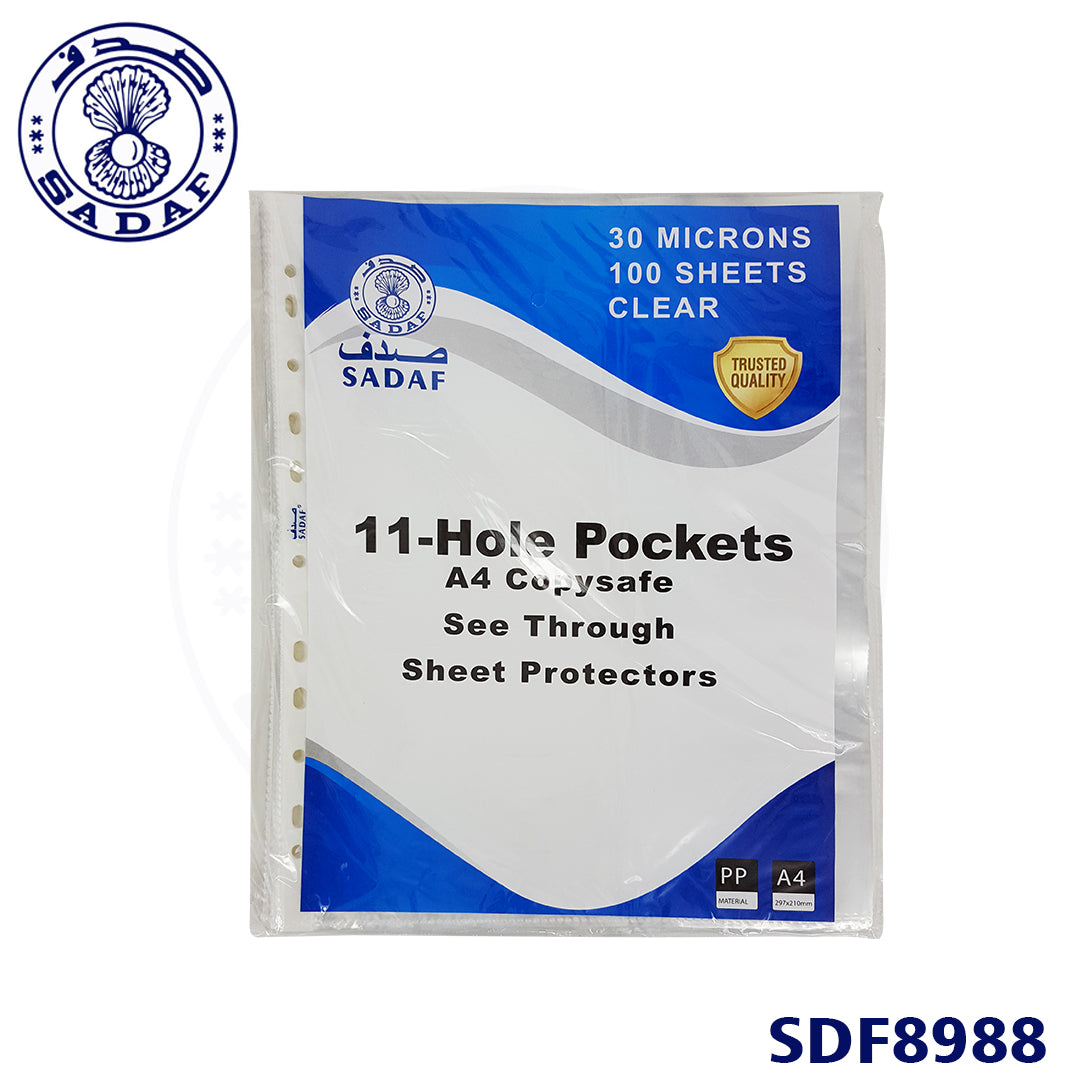 sadaf-punched-pocket-a4-30mic-100pcs-clear