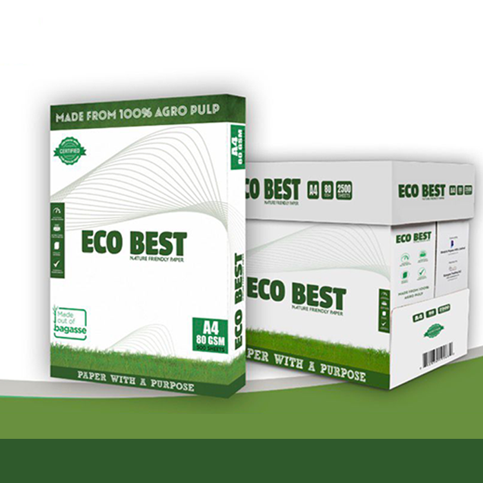 Eco Best A4 Paper – 80 GSM | 5 Ream (2500 Sheets) | 100% Agro Pulp Eco-Friendly Printing Paper