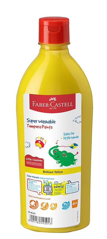 Faber-Castell Tempera Fun Paints Bottle Yellow, 144501, Ready Mix Tempera, 0.5 Liters (Pack of 2)