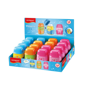 Keyroad KR972119 2-Hole Sharpener with Eraser – 16pcs Display Box – Sharjah UAE