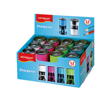 Keyroad Cylinder Design 2-Hole Sharpener – 12pcs Display Box (KR970852)