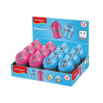 Keyroad KR971584 2-Hole Sharpener for Sharp Tips – Soft Touch Body – 12pcs Display Box – Dubai UAE