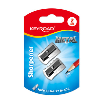 Keyroad Aluminum Metal 1-Hole Sharpener – 2pcs Blister Card (KR971681)