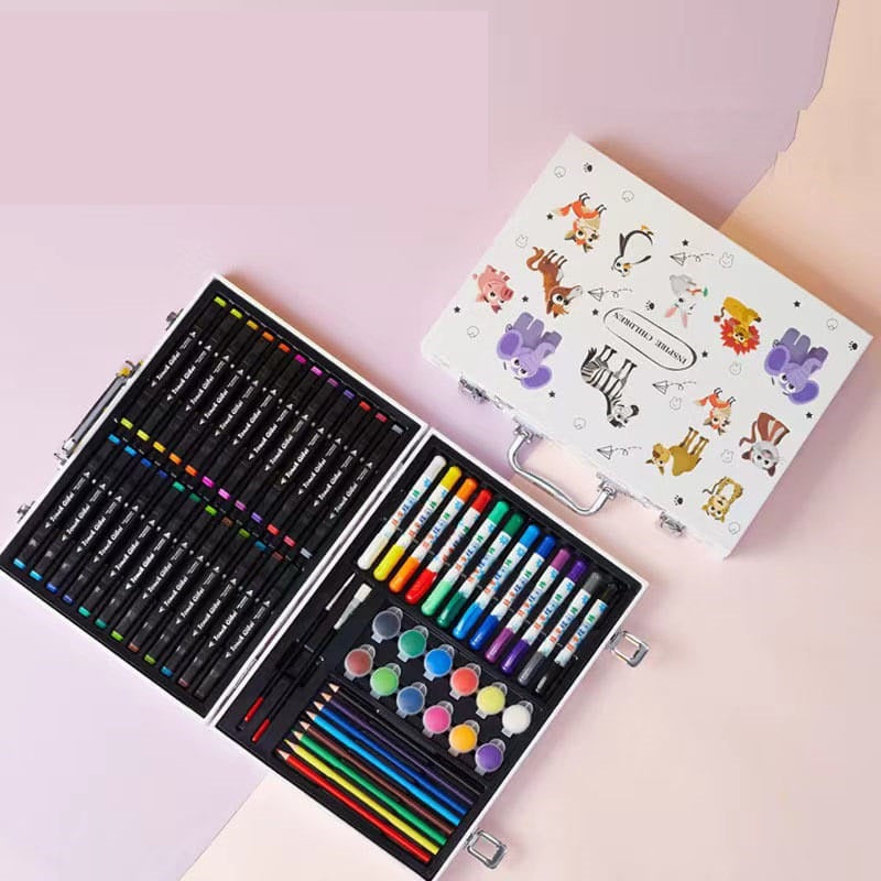 Large kids art drawing set with animal design case