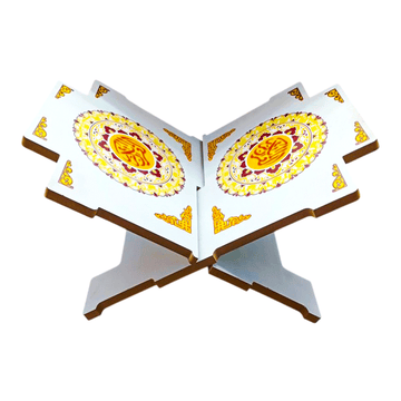 White and Yellow Wooden Prayer Book Stand in 3 Sizes – Quran Stand Rihal