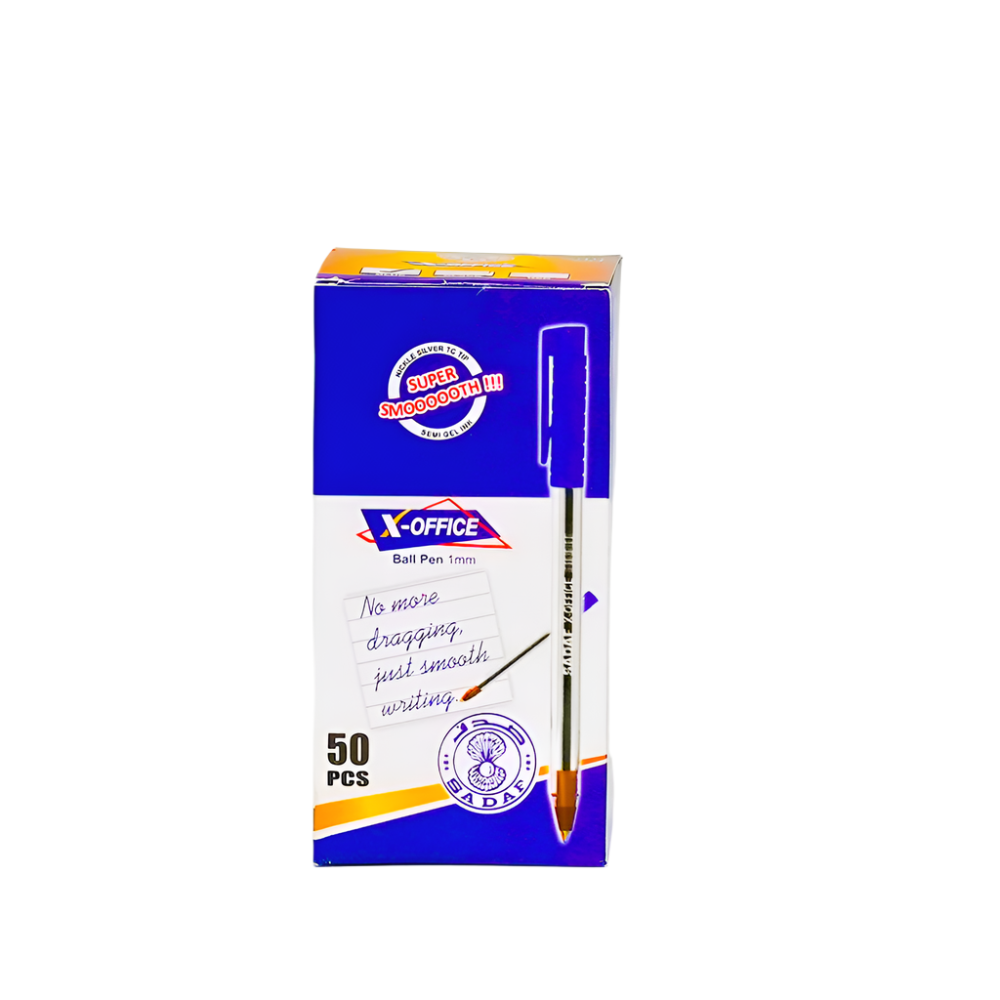 SADAF-LX- CLEAR 1mm BALL PEN Blue/ 50pc/box X-OFFICE (IND)