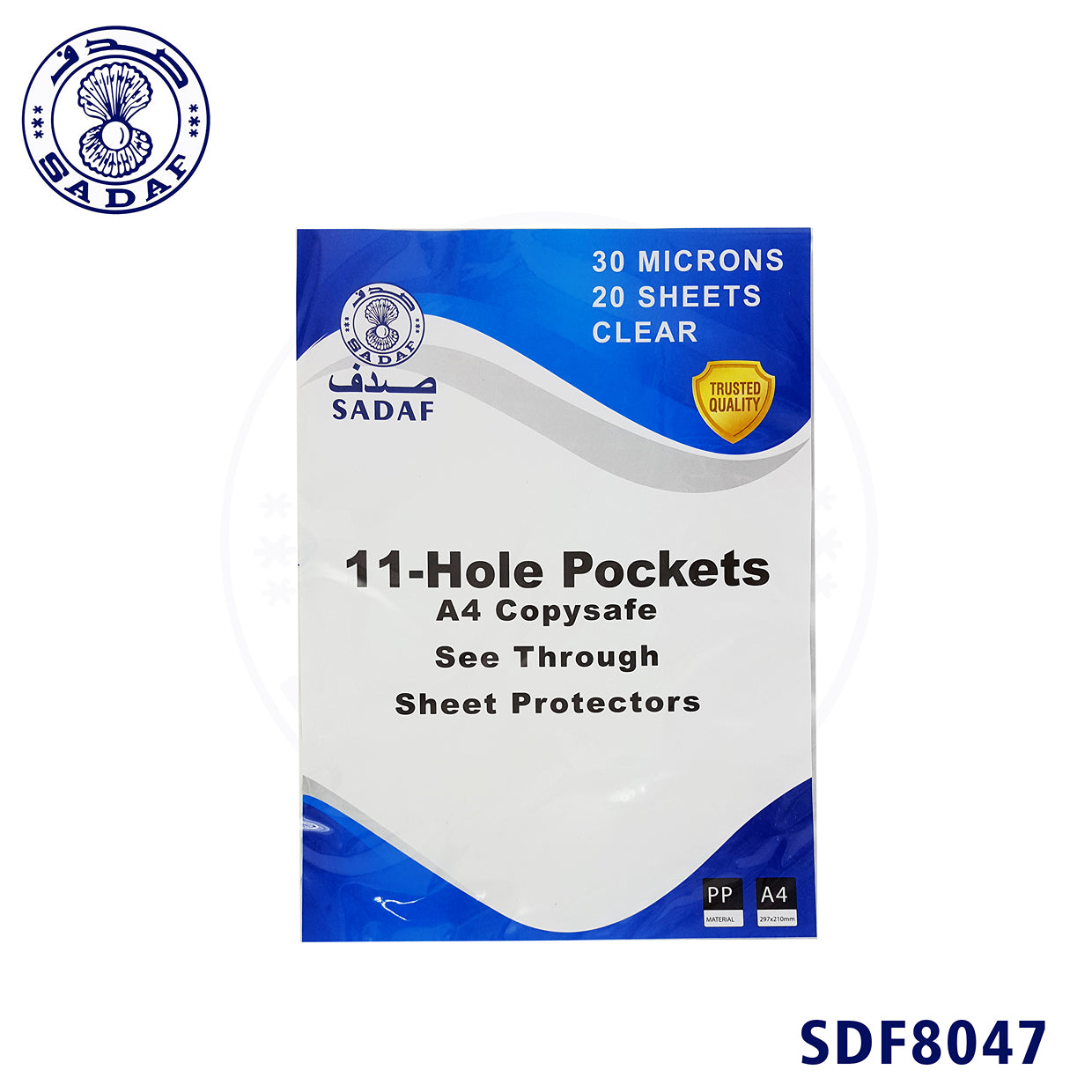 sadaf-punched-pocket-a4-30mic-20pcs-white-strip