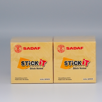 SADAF STICKY NOTES 75X75MM(3X3IN) PASTEL YELLOW 100SH