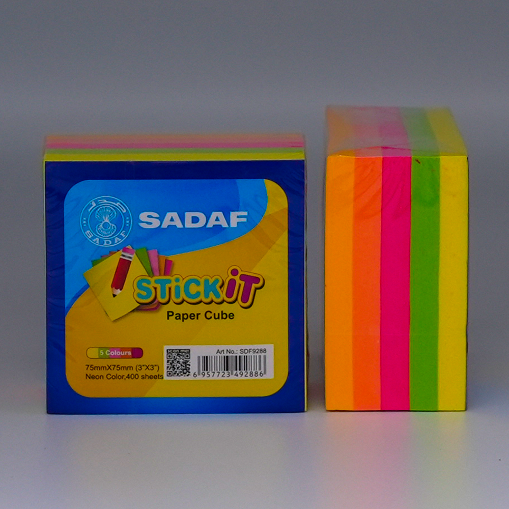 SADAF STICKY NOTES 75X75MM(3X3IN) 5 COLOUR NEON 400