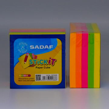 SADAF STICKY NOTES 75X75MM(3X3IN) 5 COLOUR NEON 400