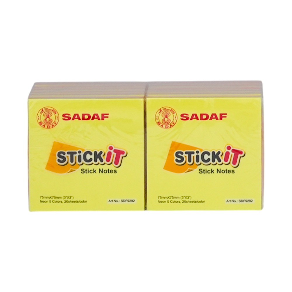 SADAF STICKY NOTES 75X75MM(3X3IN) ASSTD. COL 20SH/CL