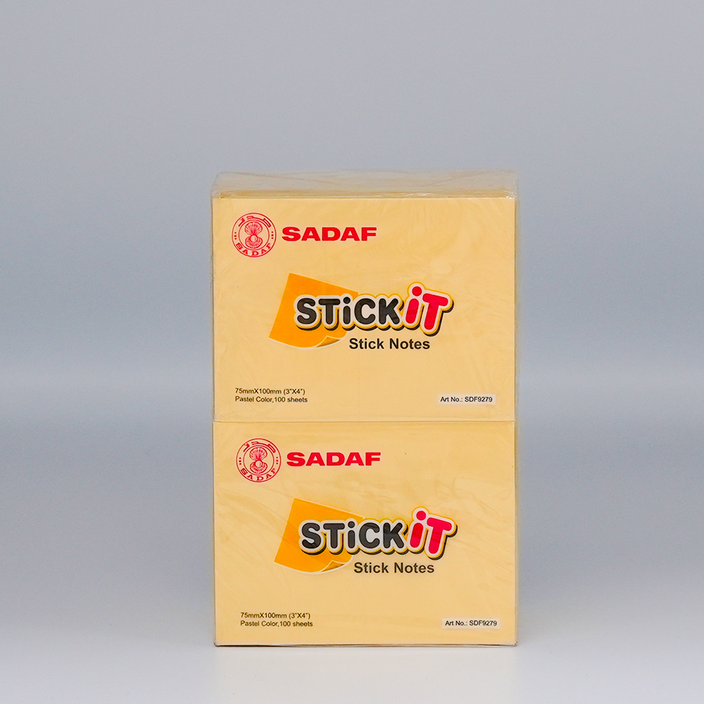 SADAF STICKY NOTES 75X100M(3X4IN) PASTEL YELLOW 100 SHEET
