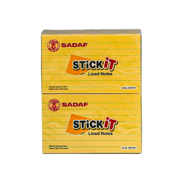 SADAF STICKY NOTES 75X125MM PASTEL YELLOW LINED 100S