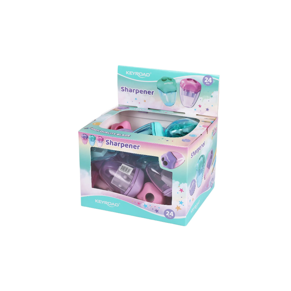 Star-Shaped Two Hole Pastel Sharpener – 24pcs Window Box (KR973341)