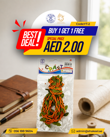 Sadaf Craft Orange Twine & Green Leaves - Buy 1 Get 1 Free
