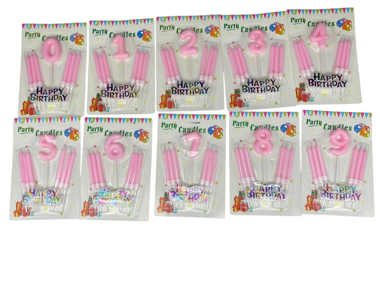 Birthday Number Candle 0–9 – Pink