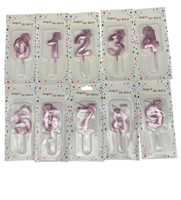 Pink Birthday Candle 0–9 – Number Cake Candle