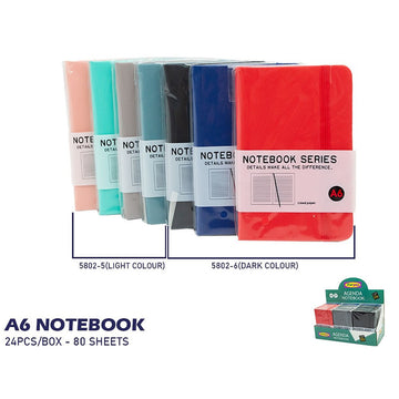 Notebook with Strap 80 Sheets A6, 24pcs/Box – Dark & Light Colors