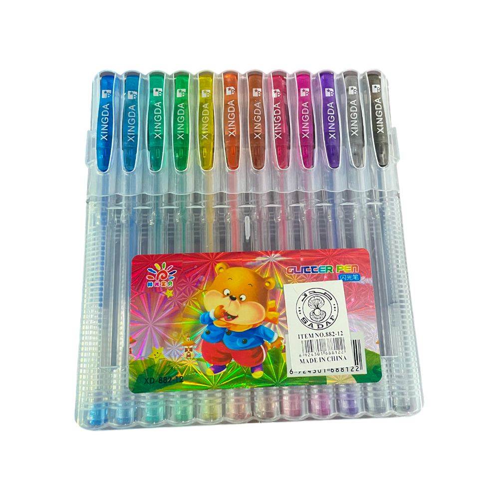 12 Glitter Pens Set | Assorted Colors for Crafts – shakeel