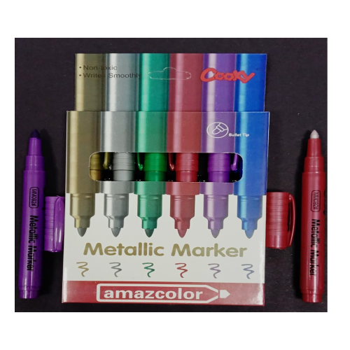 6-Color Metallic Marker Set - Writes on Plastic, Metal, Glass & More