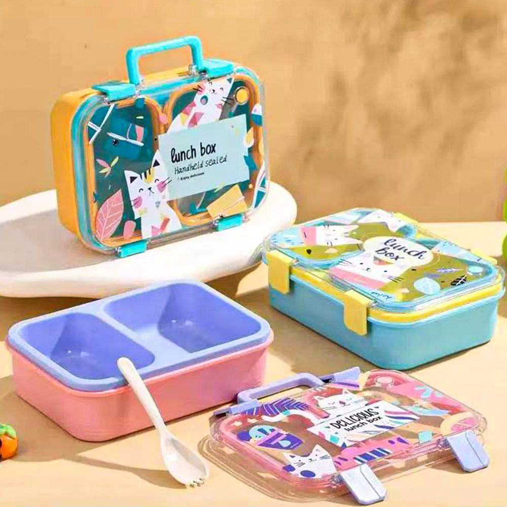 Plastic Lunch Box with Spoon | Lightweight & Leak-Proof Food Container ...