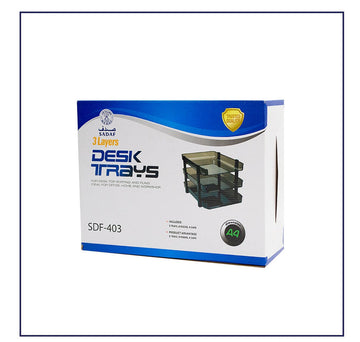 Sadaf 3-Layer Plastic File Tray Desk Organizer – Clear & Smoke