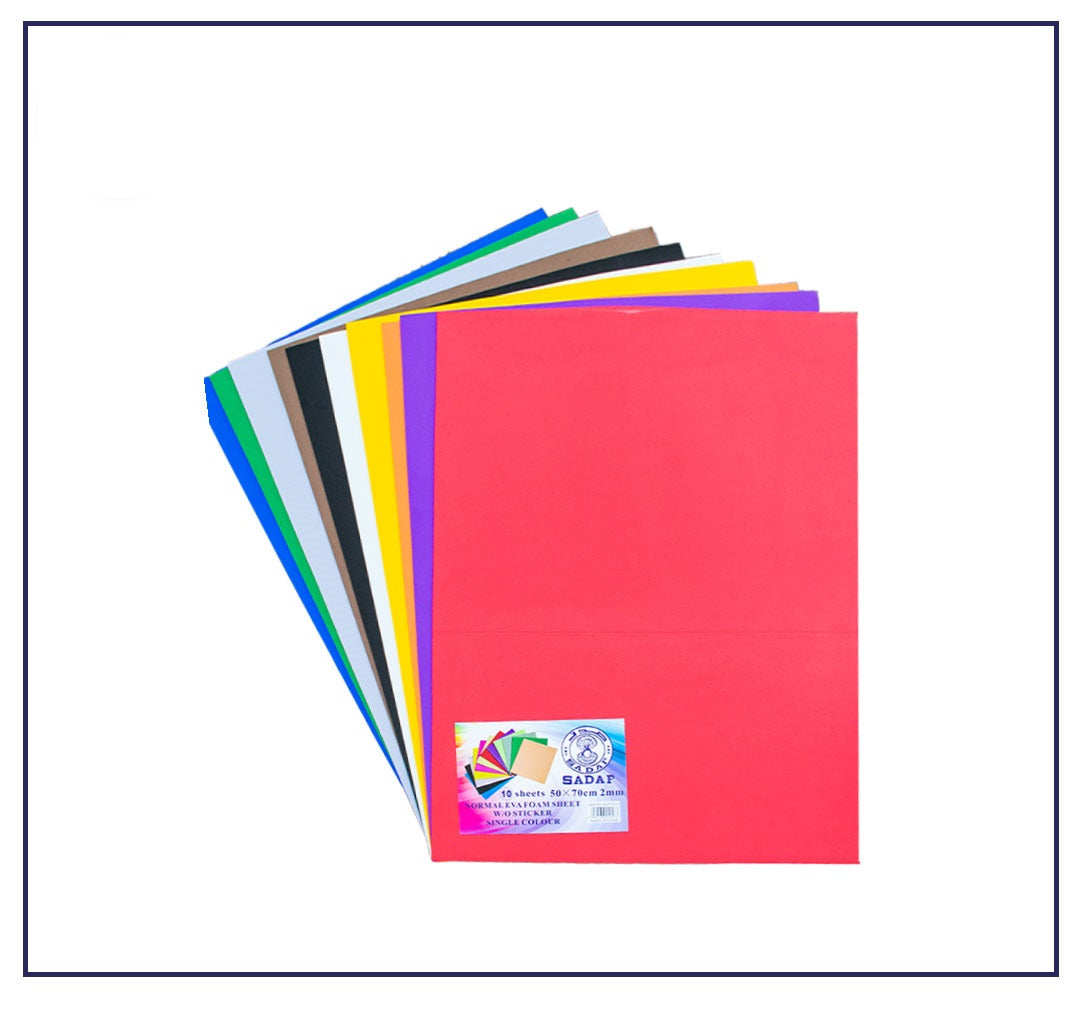 Sadaf Normal EVA Foam 50x70cm 2mm Assorted Colors 10pcs/Pack