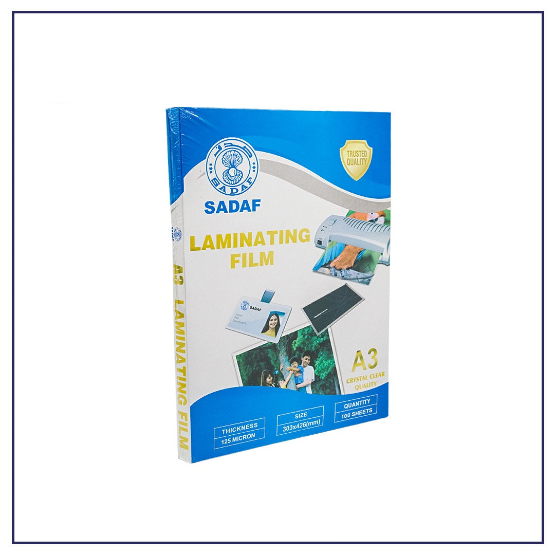Sadaf A3 Lamination Film 125 Micron – Pack of 100 Sheets