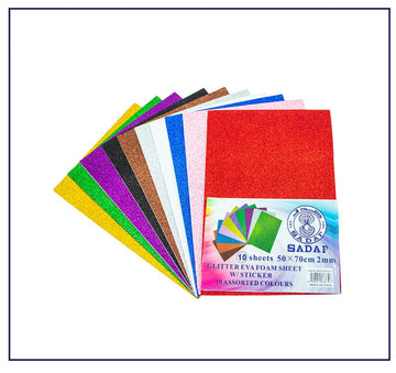 Sadaf Glitter Sheet 50x70cm 2mm Single/Mixed Colors 10pcs/Pack (With Sticker)