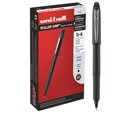أقلام حبر جاف ميكرو من Uni-Ball Roller Grip، 0.5 مم، عبوة من 12 قلمًا