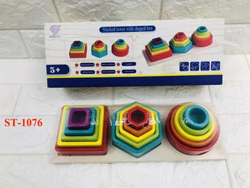 Wooden Shaped Stacking Block Tower Educational Toy