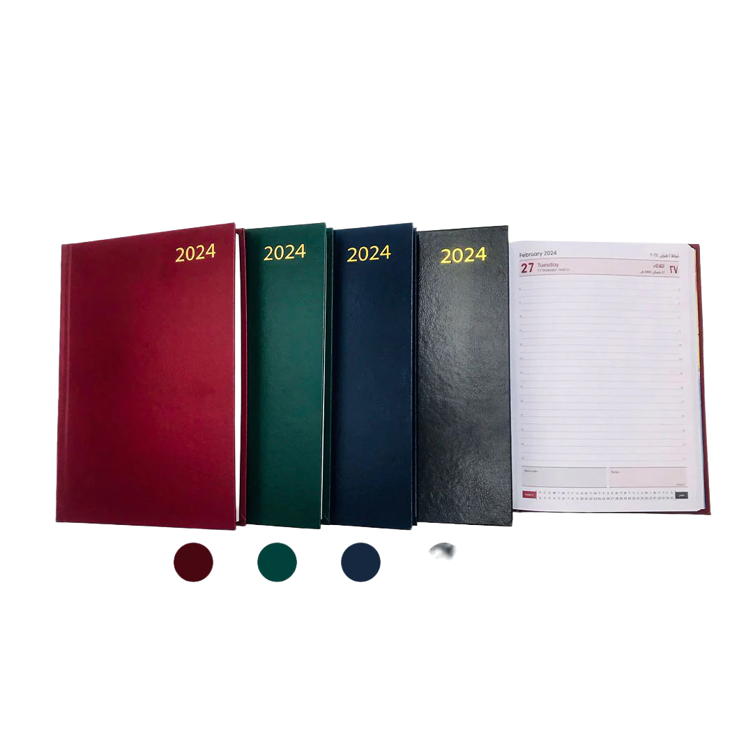 A5 Diary 2024 with hard cover and daily layout