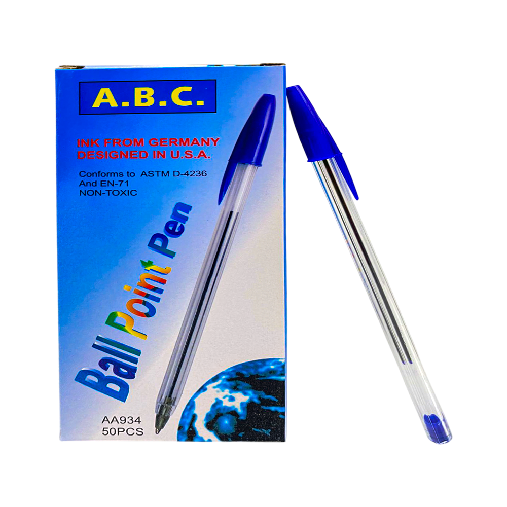 A.B.C. Ball Point Pen Blue – 1mm Tip | Pack of 50 | Smooth Writing ...