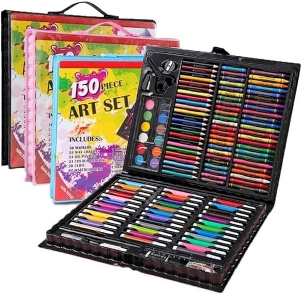 150-piece complete kids art drawing set with case