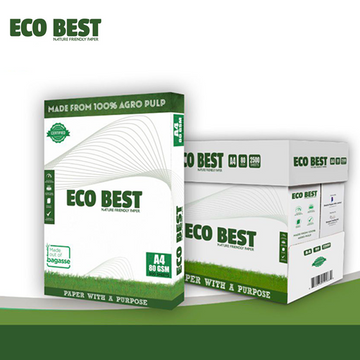 Eco Best A4 Paper – 80 GSM | 5 Ream (2500 Sheets) | 100% Agro Pulp Eco-Friendly Printing Paper
